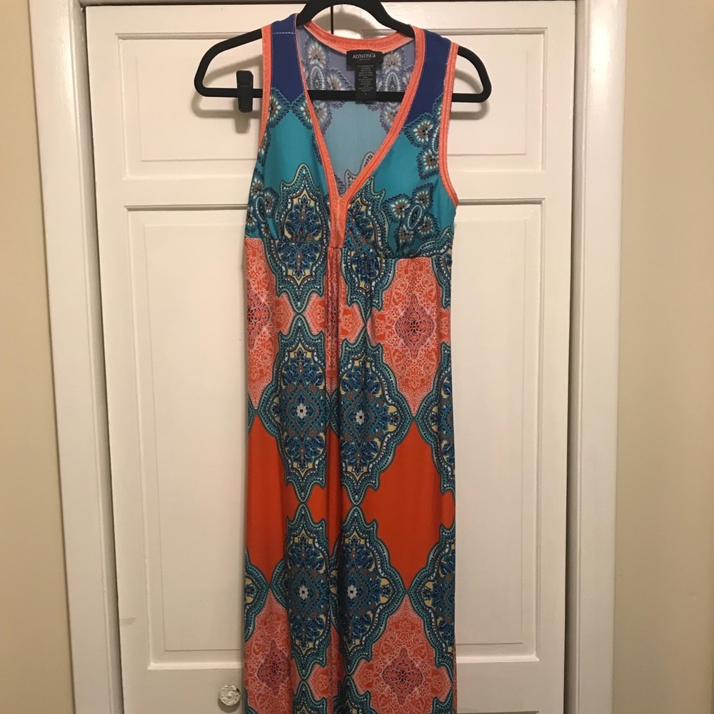 Teal & orange dress